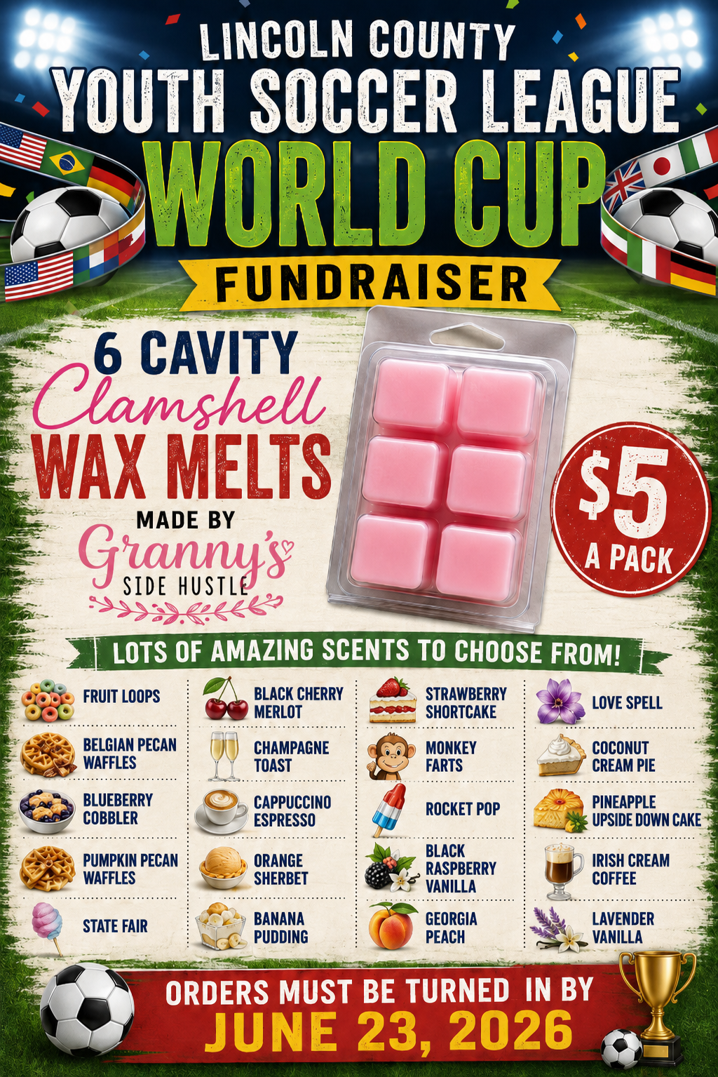6 cavity Clamshell wax melts