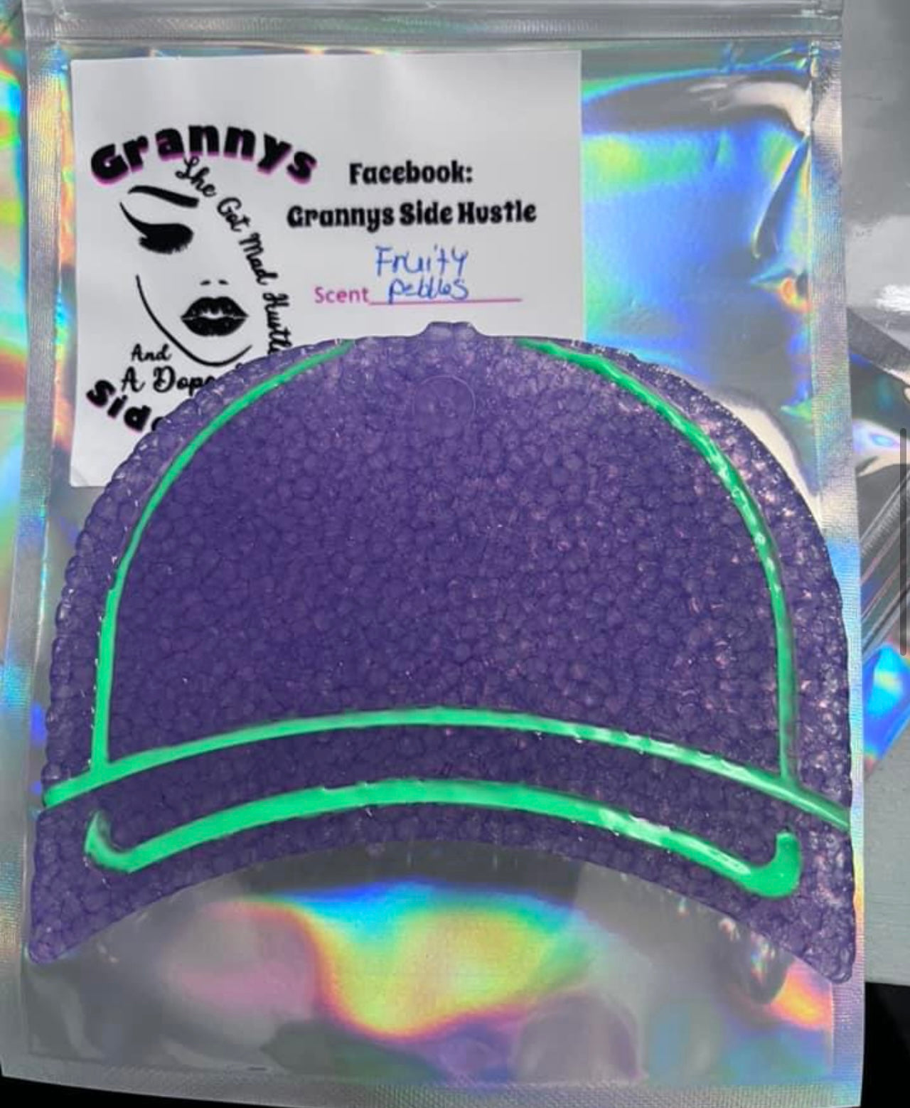 Purple with green trim hat Freshie