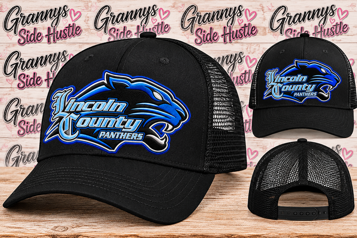Lincoln County Panthers embroidery patch trucker hat