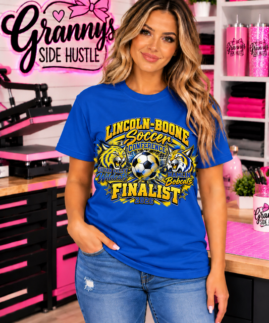 Royal blue Lincoln-Boone soccer conference 2026 Finalist